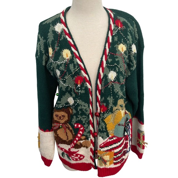 Heirloom Collectibles Ugly Christmas Cardigan Small Holiday Tree Gifts - Picture 1 of 5